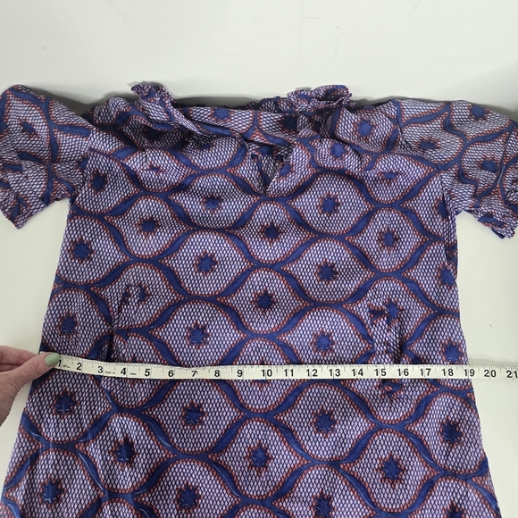 Banjanan Ruidoso Printed V Neck Semi Sheer Blouse Pockets Size S Ruffles - Picture 11 of 14